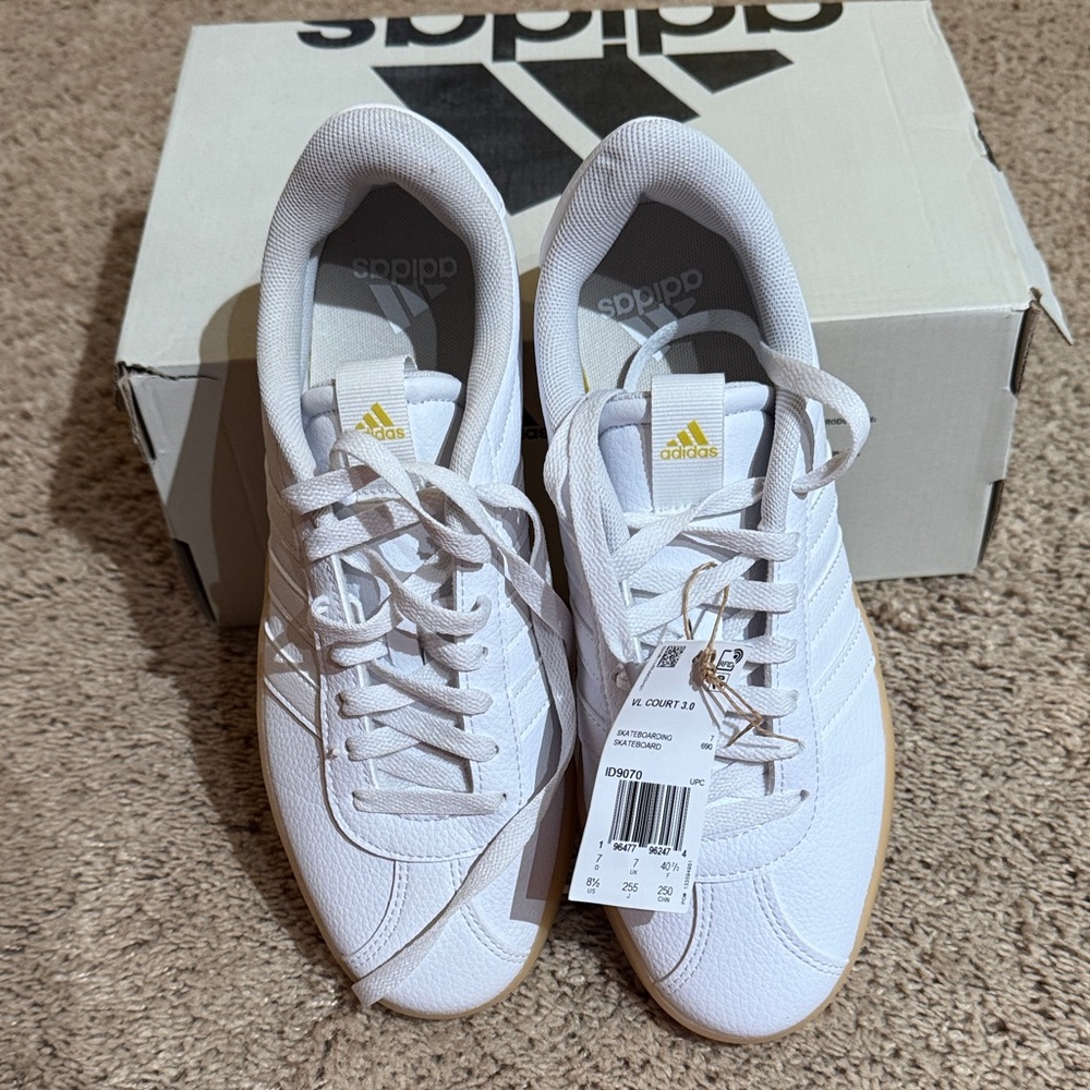 adidas White Sneakers with Gum Outsole - Picture 5 of 6